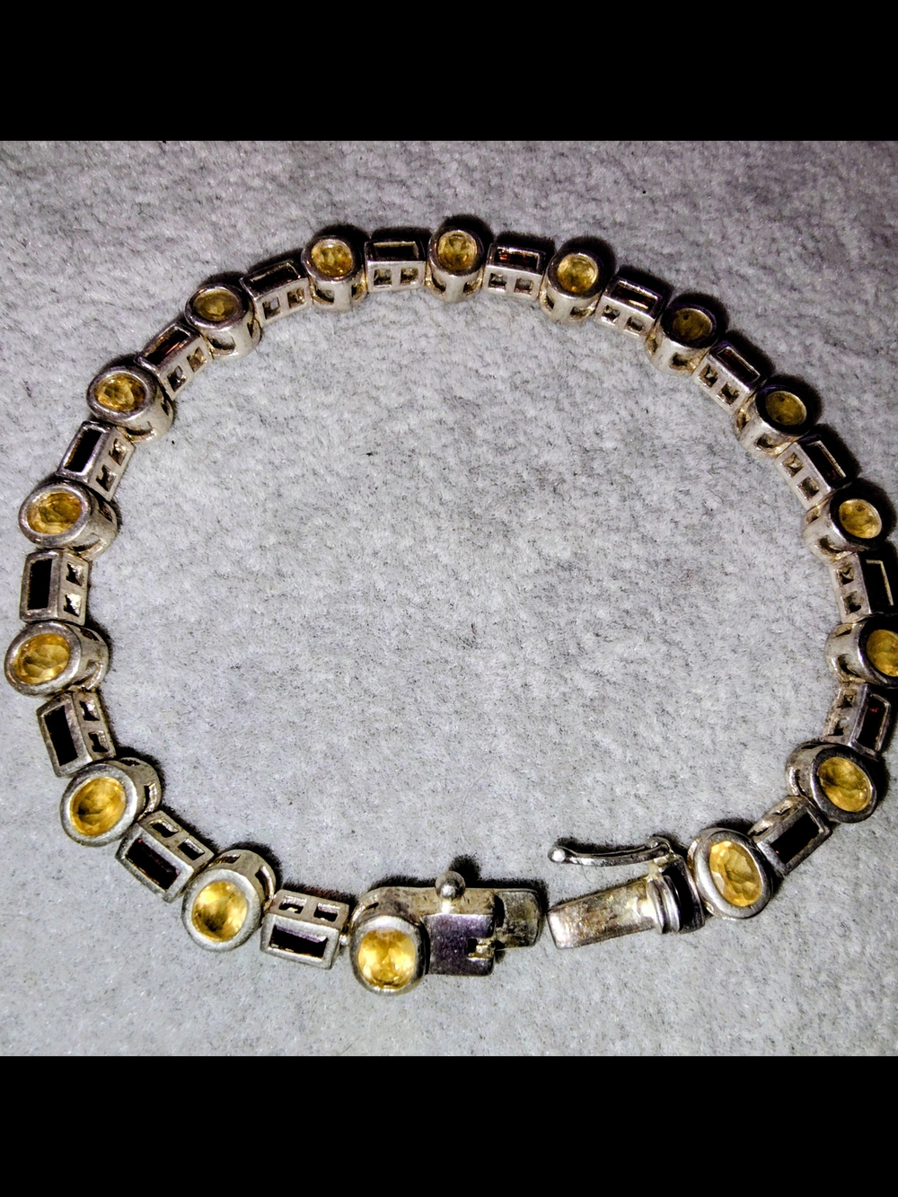 Sterling Silver Citron & Garnet Bracelet 925 Thailand Circa 1990s